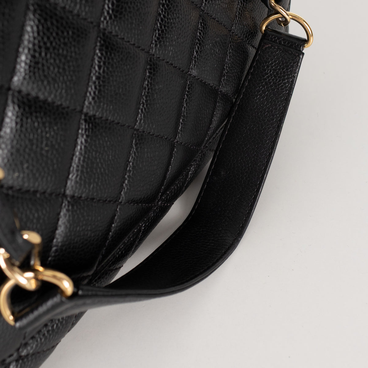 Chanel Black Caviar Leather Quilted CC Tote Bag