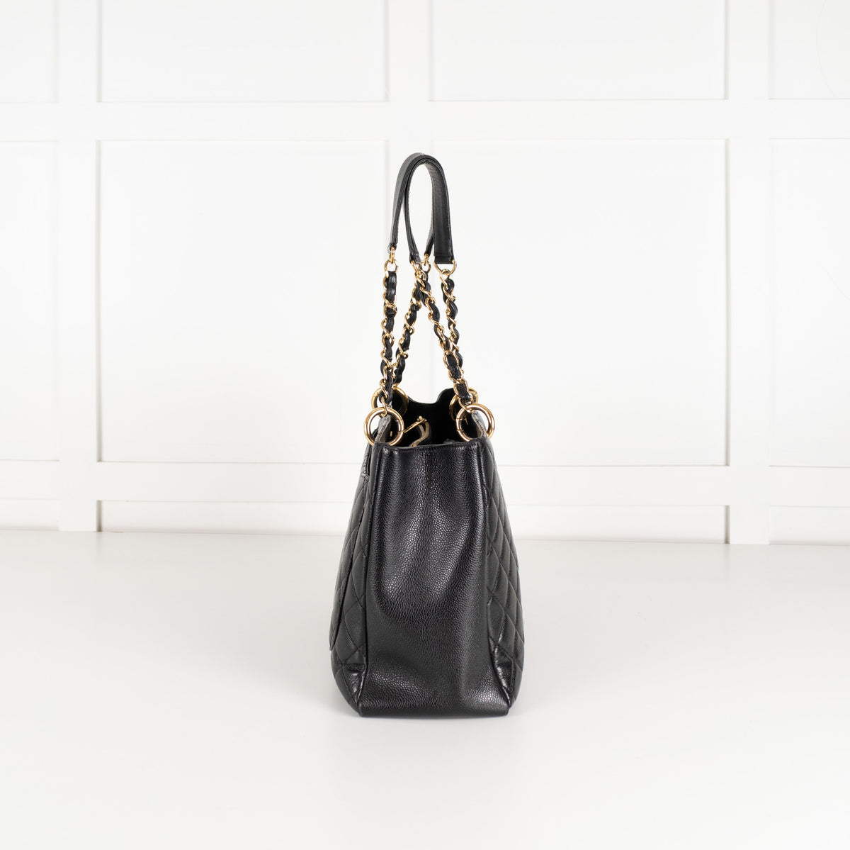 Chanel Black Caviar Leather Quilted CC Tote Bag