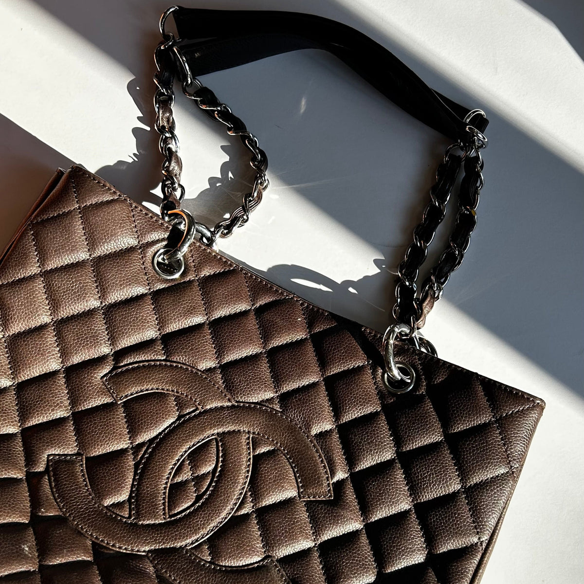 Chanel Chocolate Brown Caviar Leather Grand Shopper Tote
