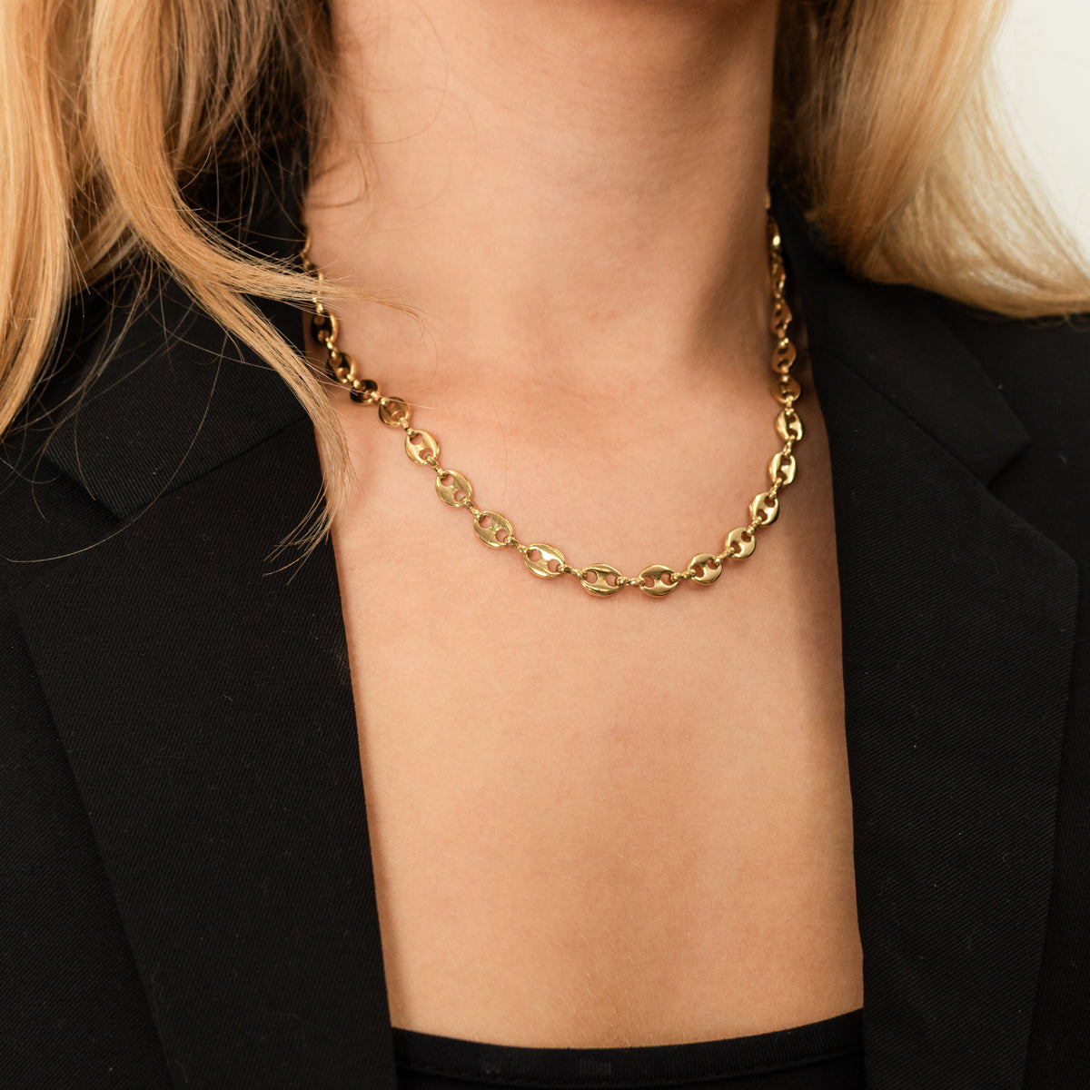 Givenchy Gold Tone Oval Chain Necklace