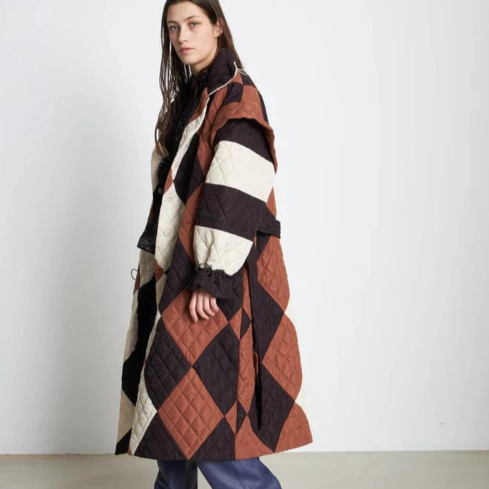 Long shop patchwork coat