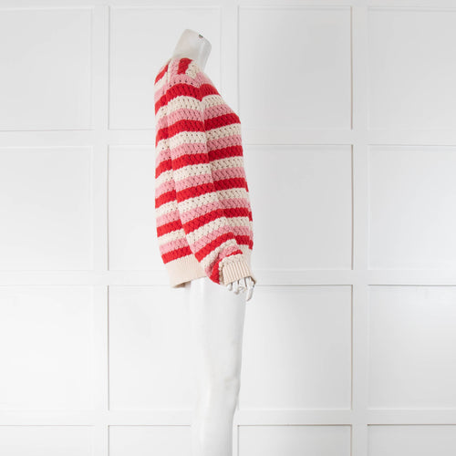 Chinti & Parker Red Pink Cream Knit