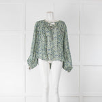 Isabel Marant Floral Sparkle Blouse with Tie Neck