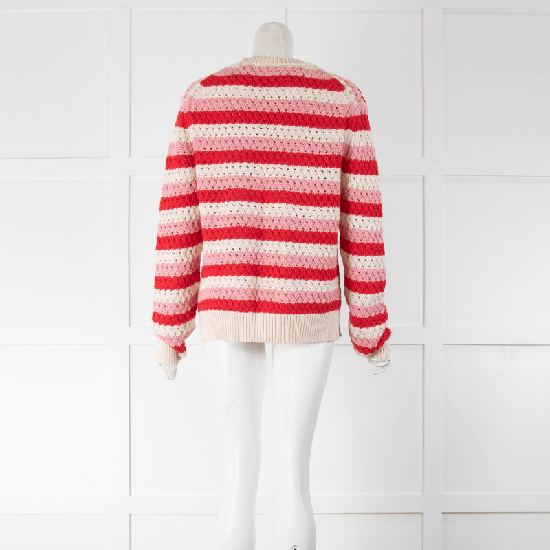 Chinti & Parker Red Pink Cream Knit