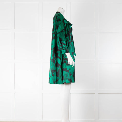 DKNY Green Patterned Smock Dress