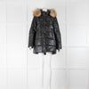 Oakwood Black Leather Puffer Jacket with Raccoon Trim Hood