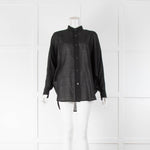 Issey Miyake Black Collarless Batwing Blouse