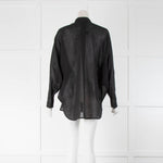 Issey Miyake Black Collarless Batwing Blouse