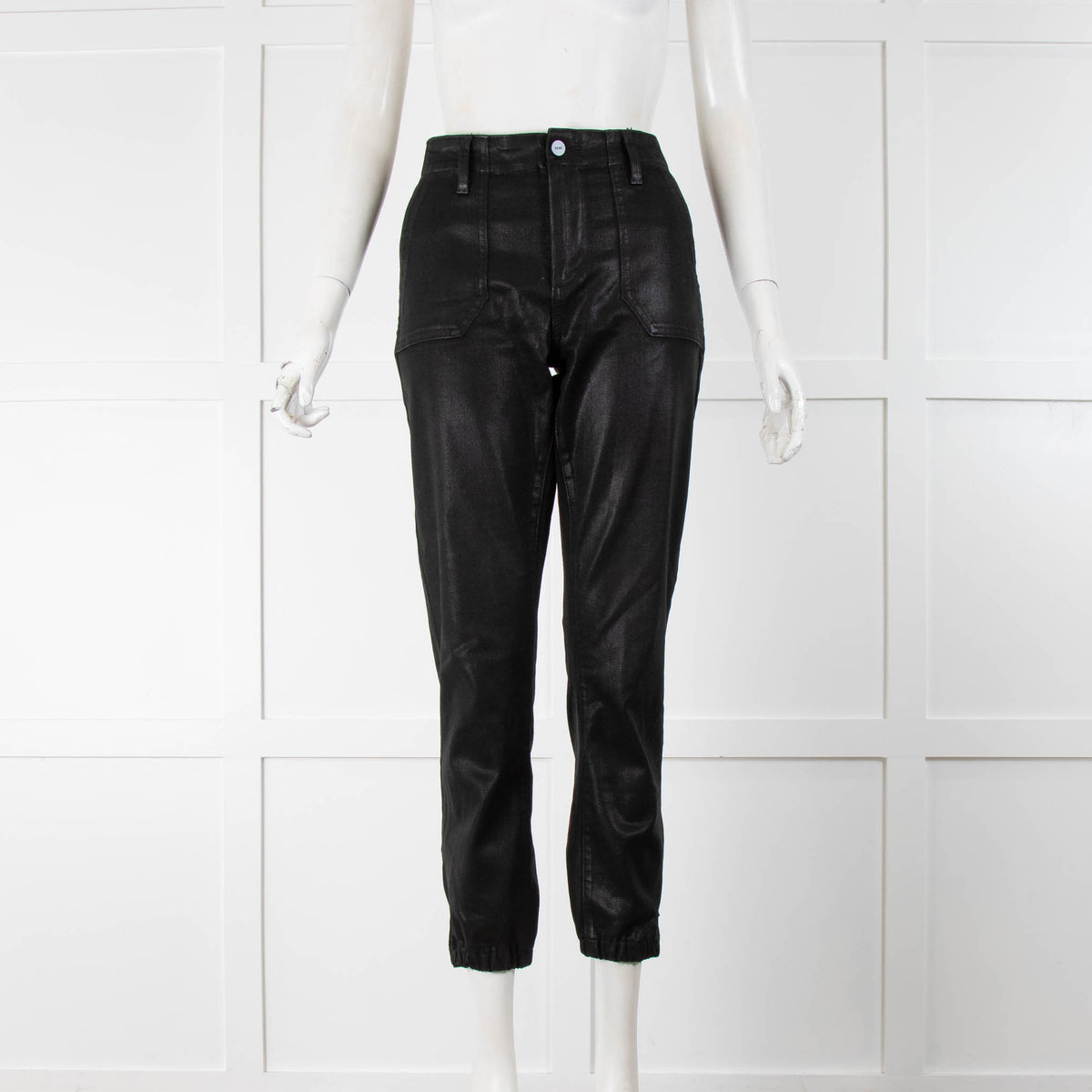 Paige Black Stretch Coated  Straight Leg Jeans