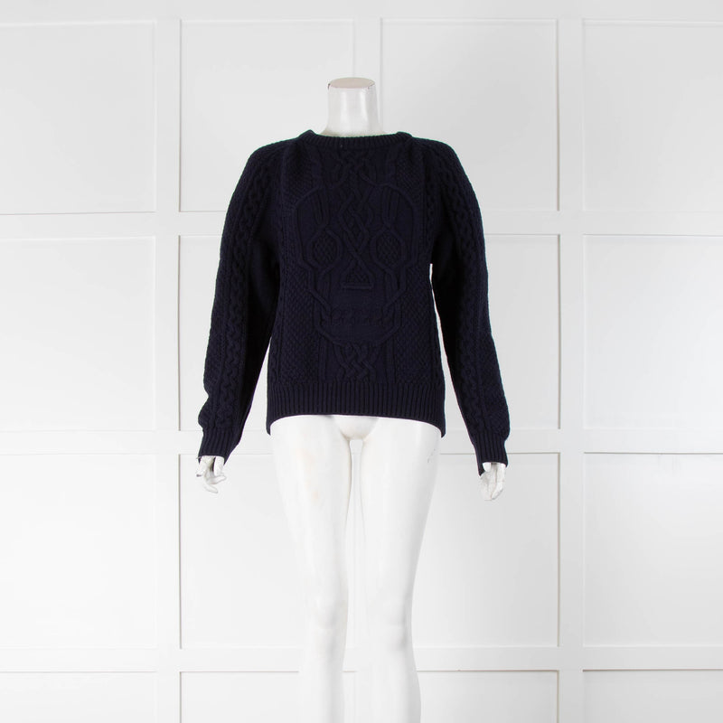 Alexander McQueen Navy Blue Cable Knit Jumper