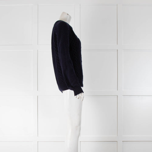 Alexander McQueen Navy Blue Cable Knit Jumper