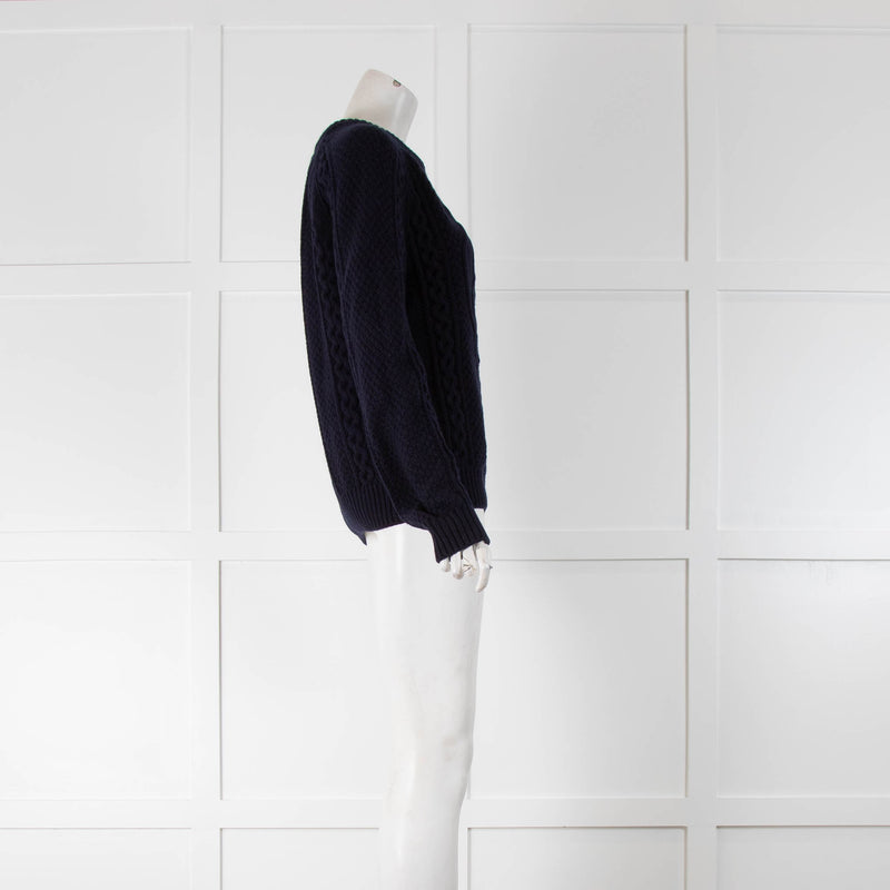 Alexander McQueen Navy Blue Cable Knit Jumper