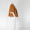 Dusan Tan Short Sleeve Shearling Jacket