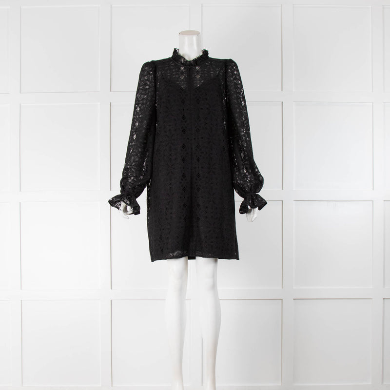 Me + Em Black Geo  Lace Dress