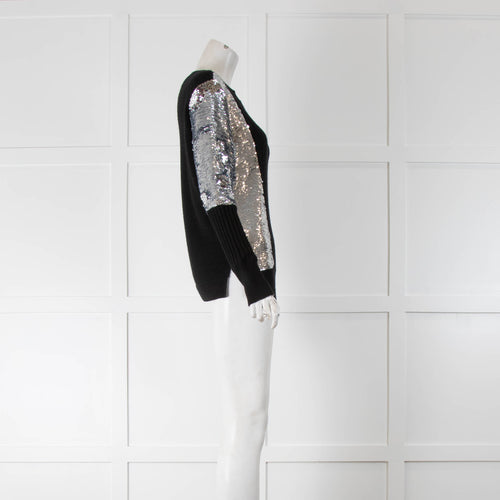 Osman Black Silver Sequin Panel Sweater