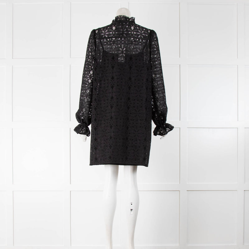 Me + Em Black Geo  Lace Dress
