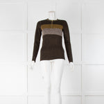 Sandro Black Gold Lurex Front Zip Long Sleeve Sweater