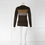 Sandro Black Gold Lurex Front Zip Long Sleeve Sweater