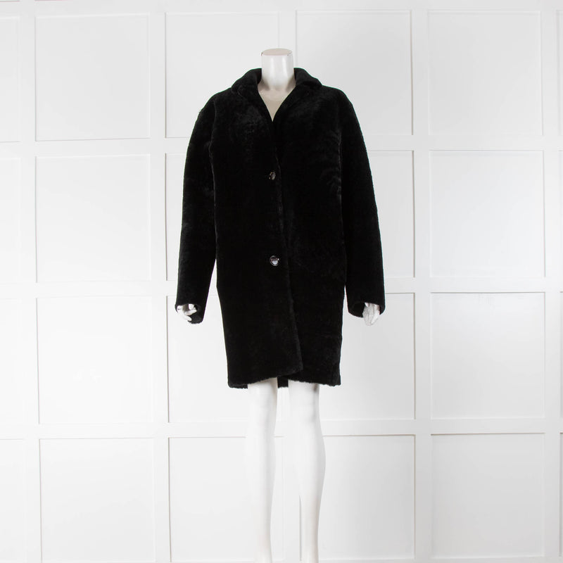 Sandro Black Shearling Two Button Jacket