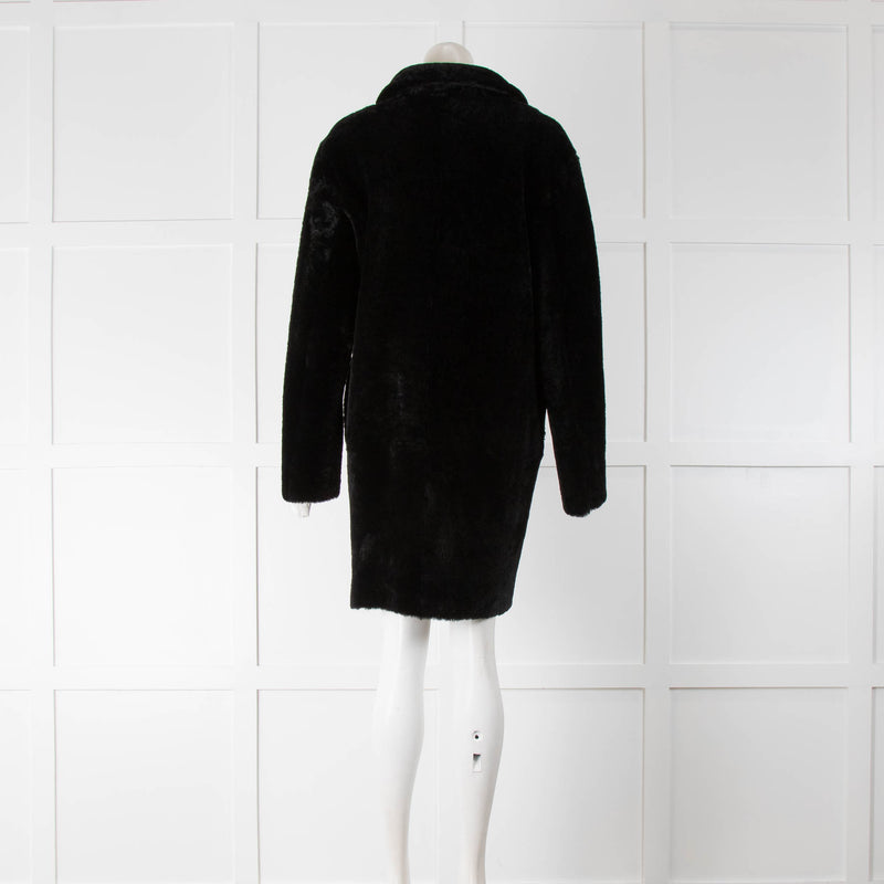 Sandro Black Shearling Two Button Jacket