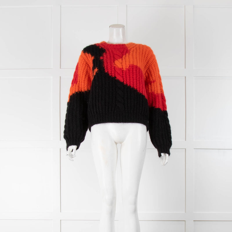 Alexander McQueen Red Orange Black Mohair Jumper