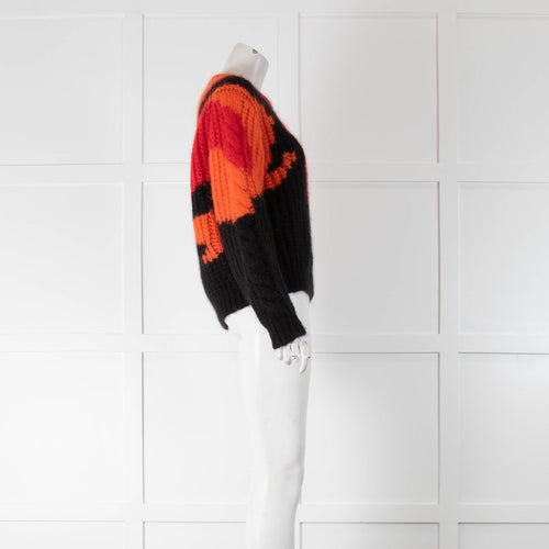 Alexander McQueen Red Orange Black Mohair Jumper