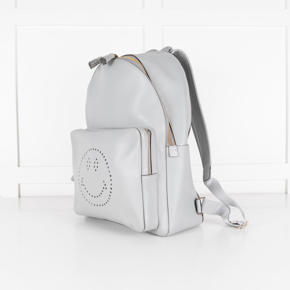 Anya Hindmarch Grey Smiley Face Detail Backpack