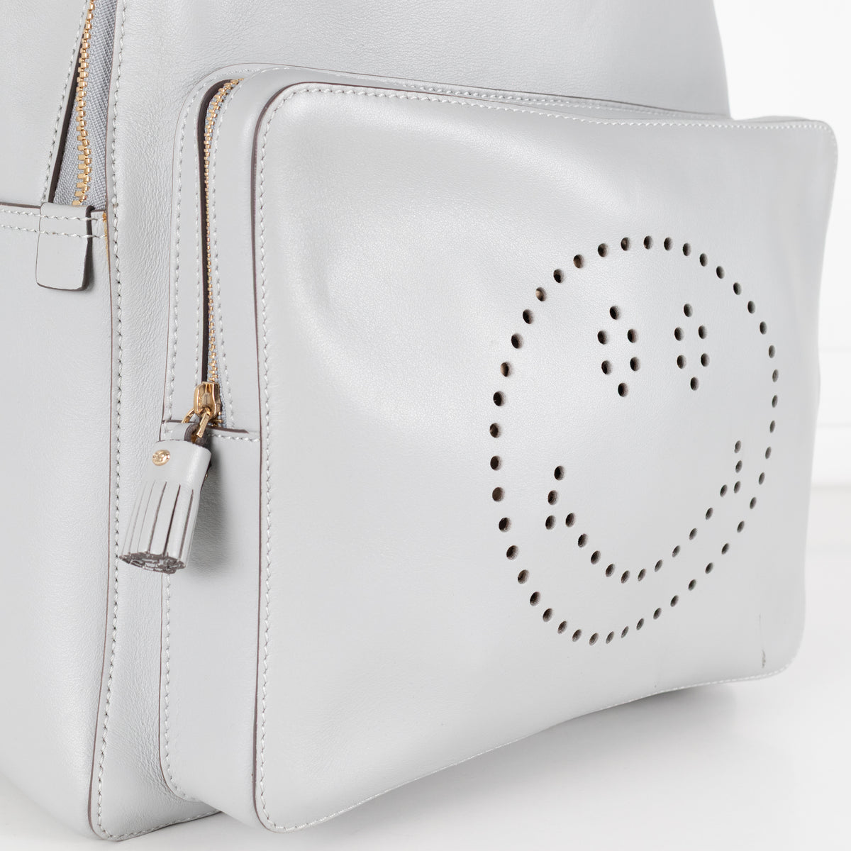 Anya Hindmarch Grey Smiley Face Detail Backpack