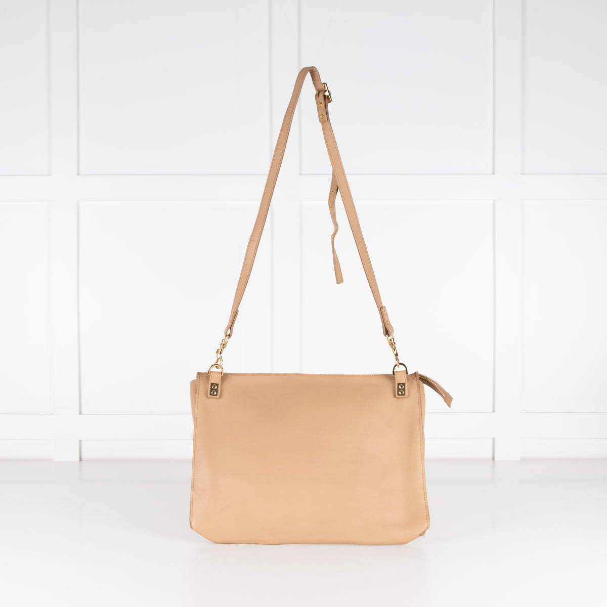 Sophie Hulme Beige Flap Clutch Crossbody Bag