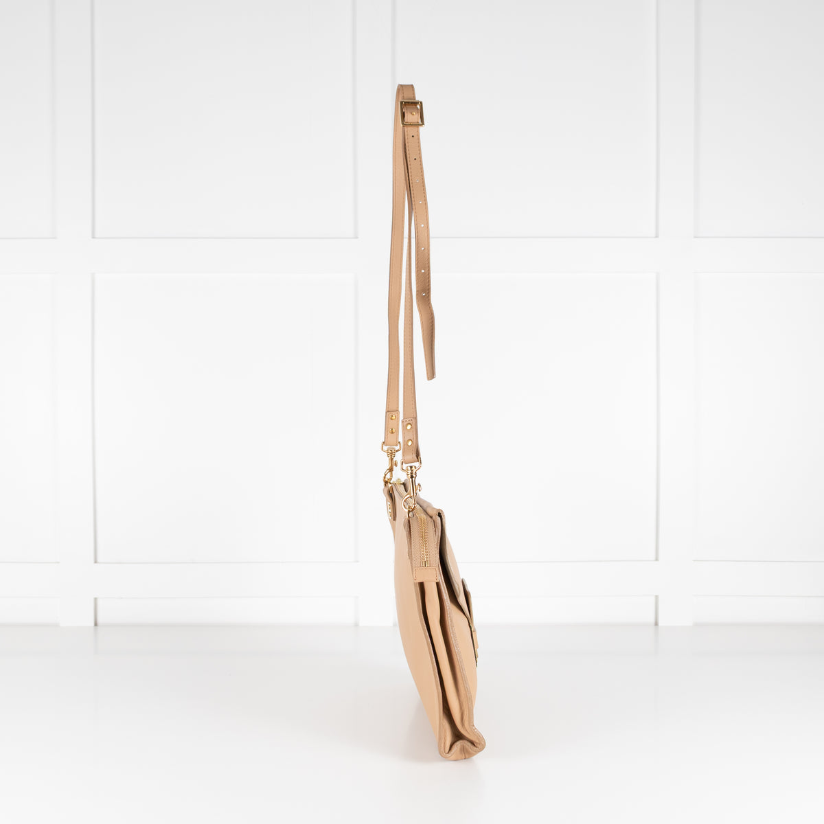 Sophie Hulme Beige Flap Clutch Crossbody Bag