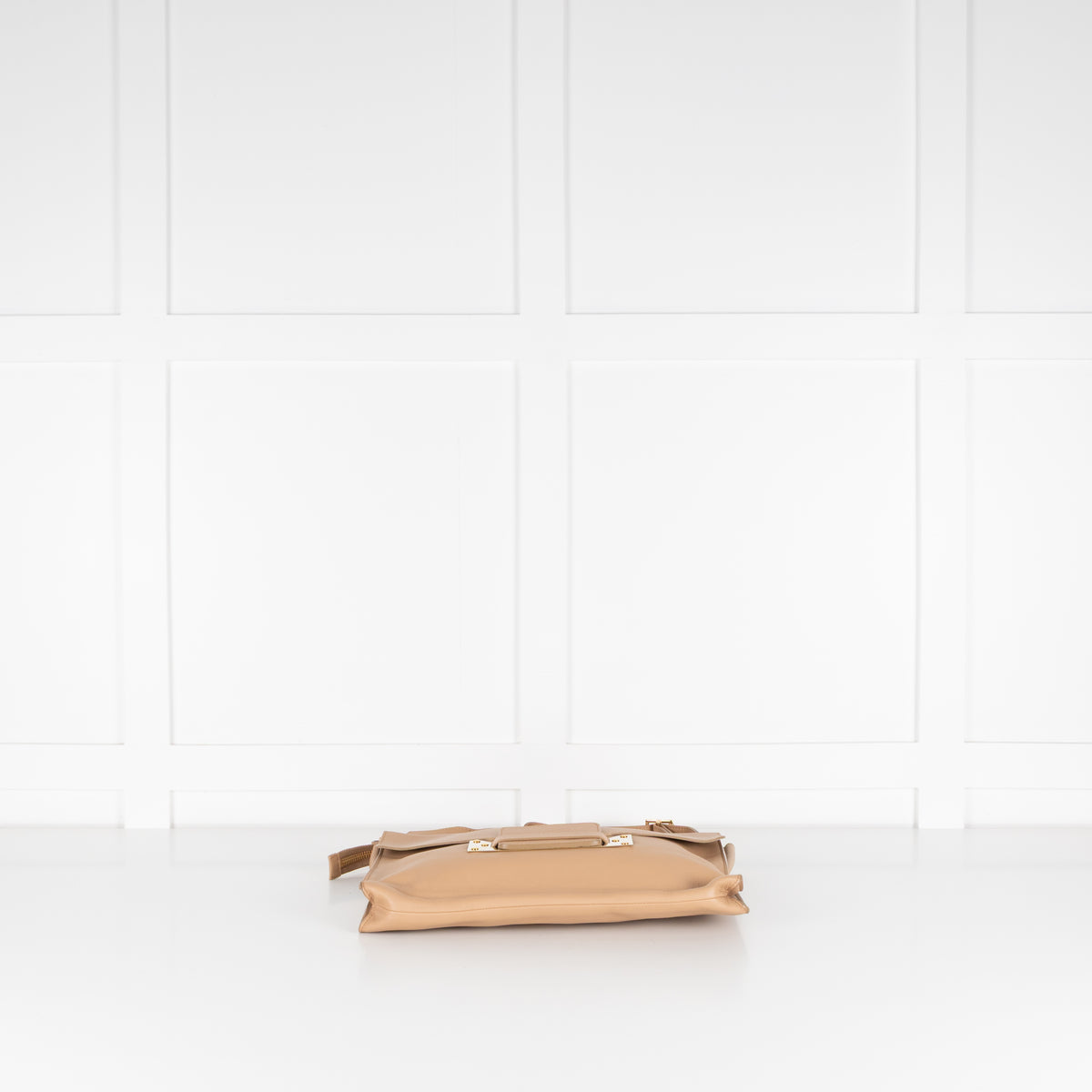 Sophie Hulme Beige Flap Clutch Crossbody Bag