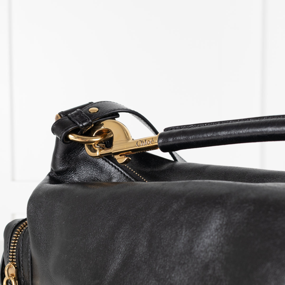Chloe Black Shiny Leather Pockets Camera Bag