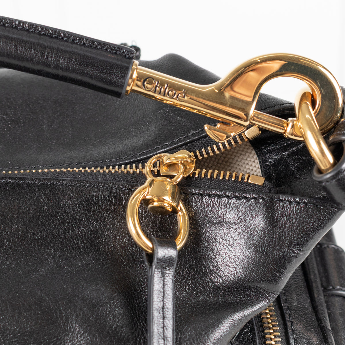 Chloe Black Shiny Leather Pockets Camera Bag