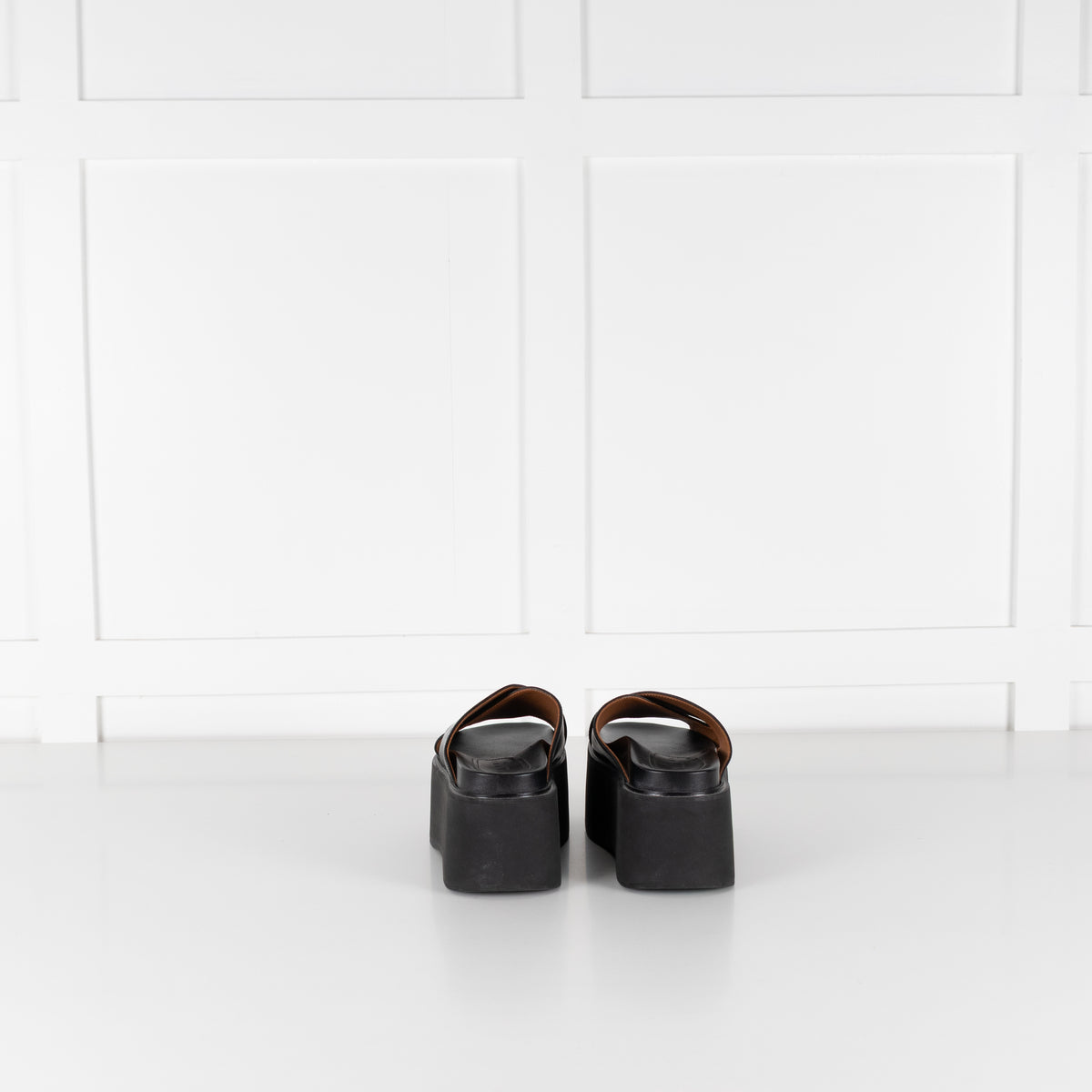 Marni Black Leather Cross Front Mules