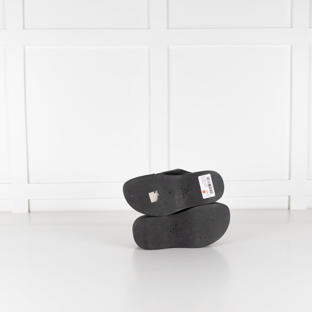 Marni Black Leather Cross Front Mules