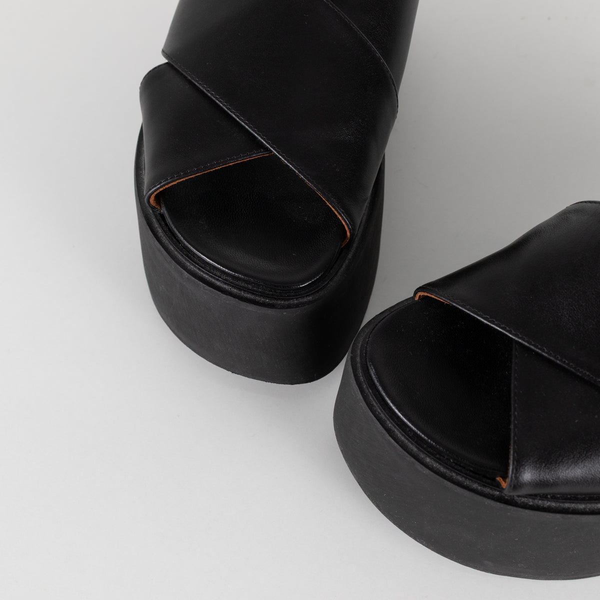 Marni Black Leather Cross Front Mules