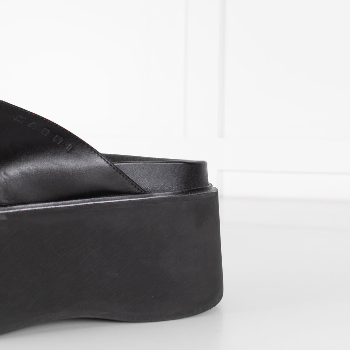 Marni Black Leather Cross Front Mules