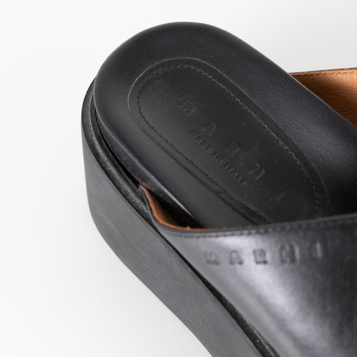 Marni Black Leather Cross Front Mules