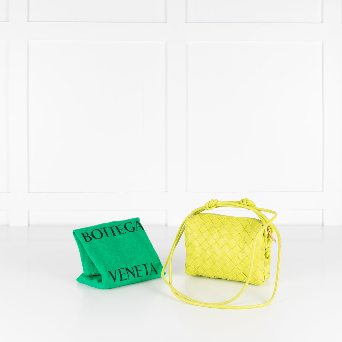 Bottega Veneta Lime Green Mini Loop Cross Body Bag