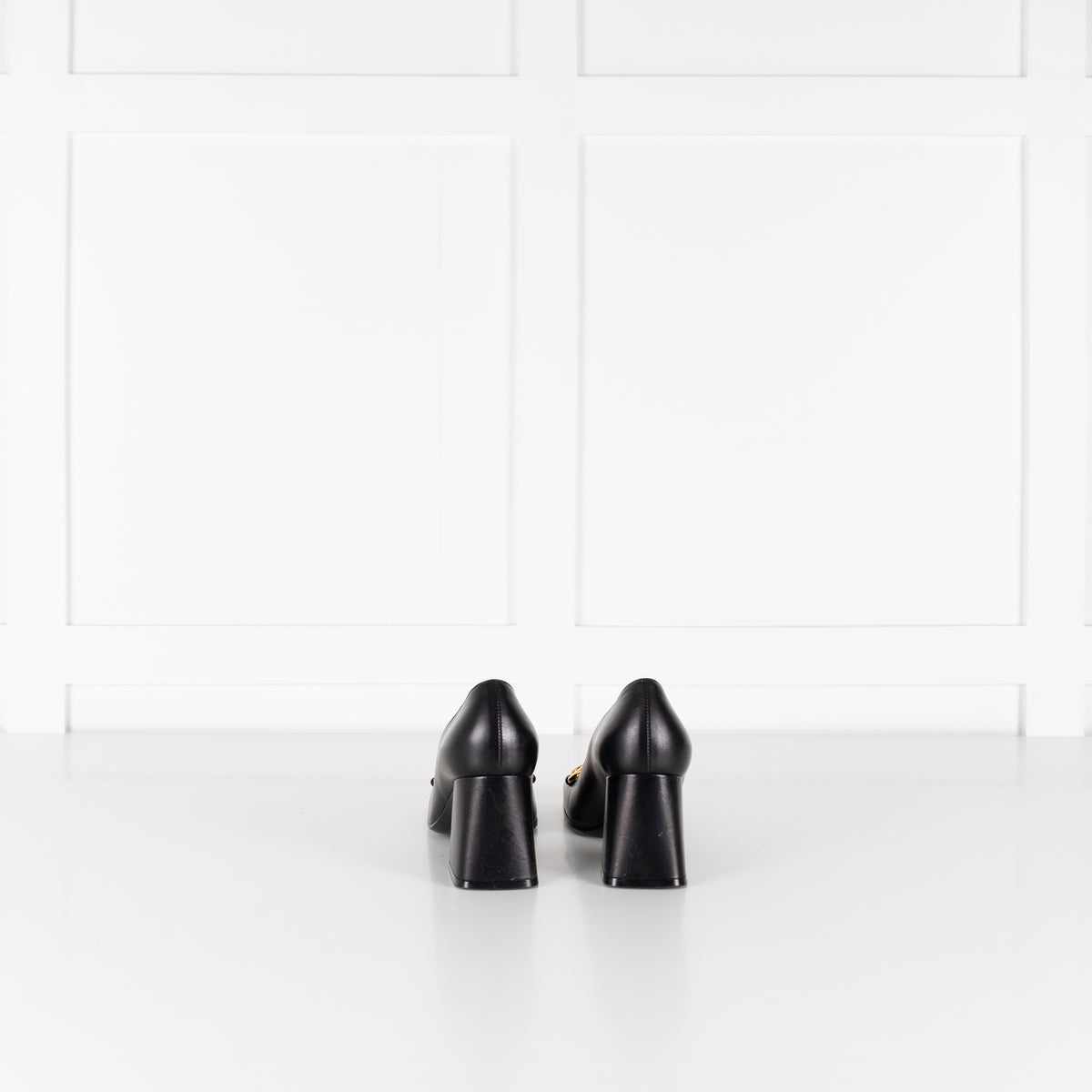 Gucci Black Horsebit Square Toe Pumps