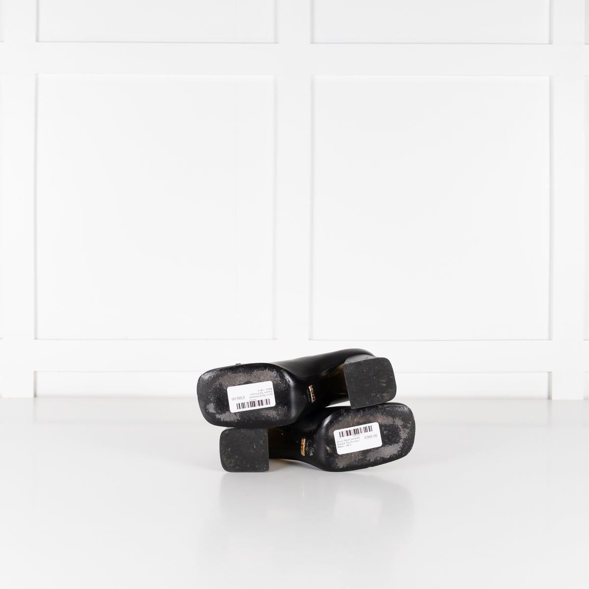 Gucci Black Horsebit Square Toe Pumps