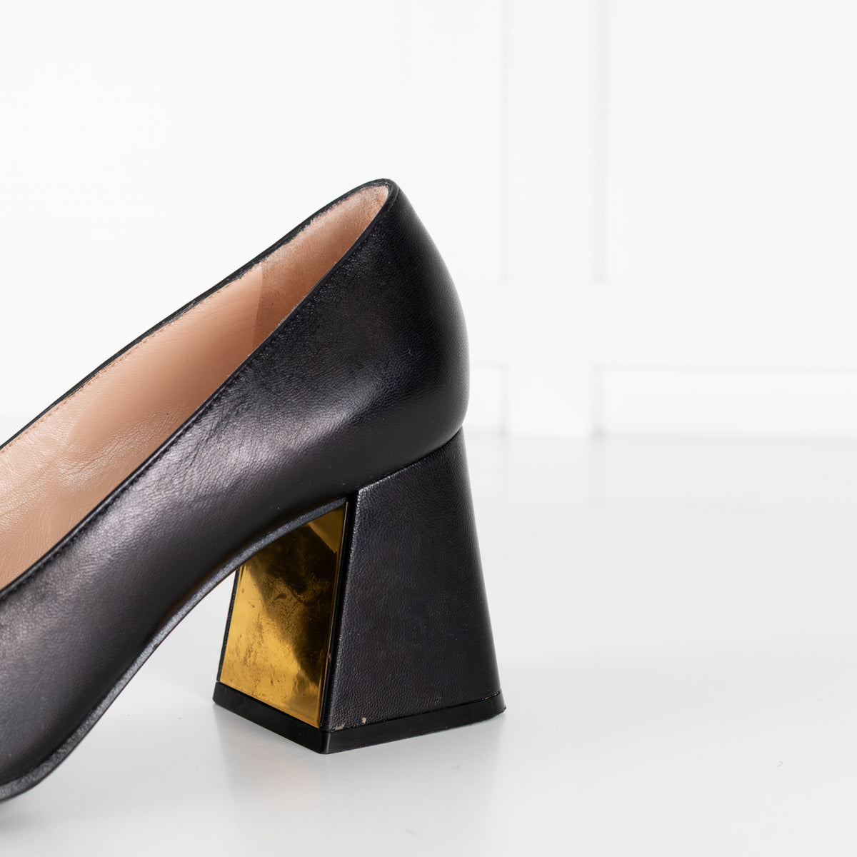 Gucci Black Horsebit Square Toe Pumps
