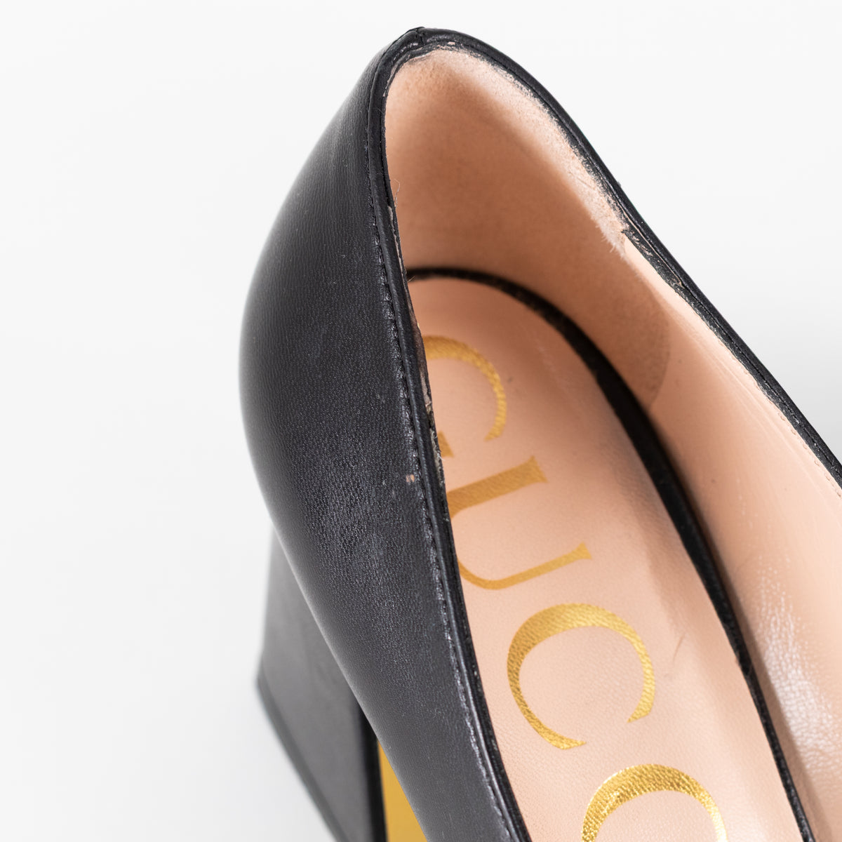 Gucci Black Horsebit Square Toe Pumps