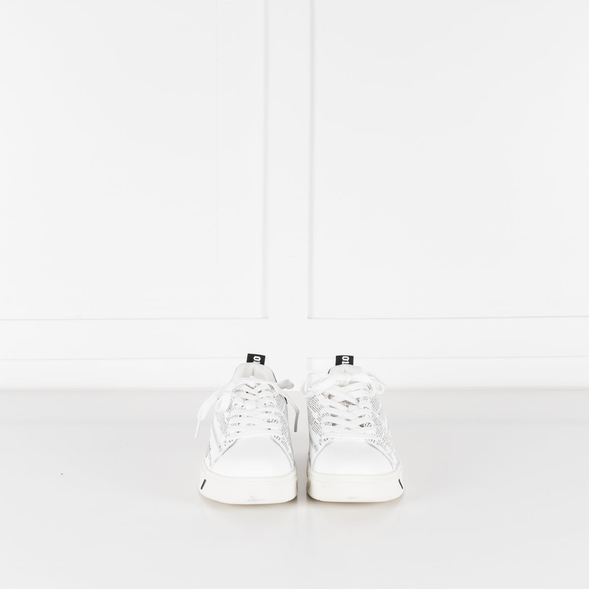John Galliano White Black Newspaper Print Trainers