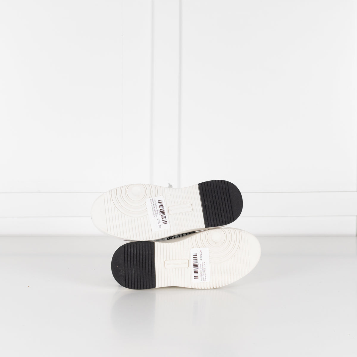 John Galliano White Black Newspaper Print Trainers