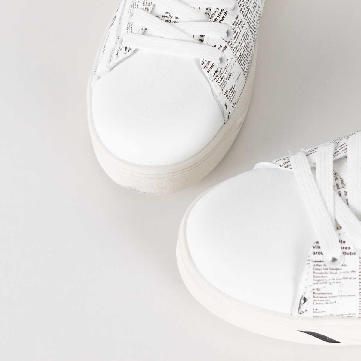 John Galliano White Black Newspaper Print Trainers