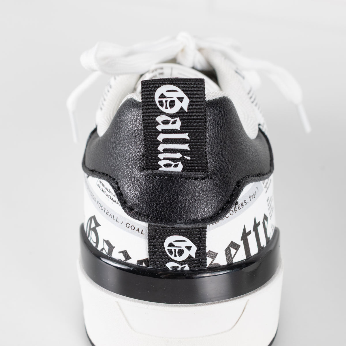 John Galliano White Black Newspaper Print Trainers