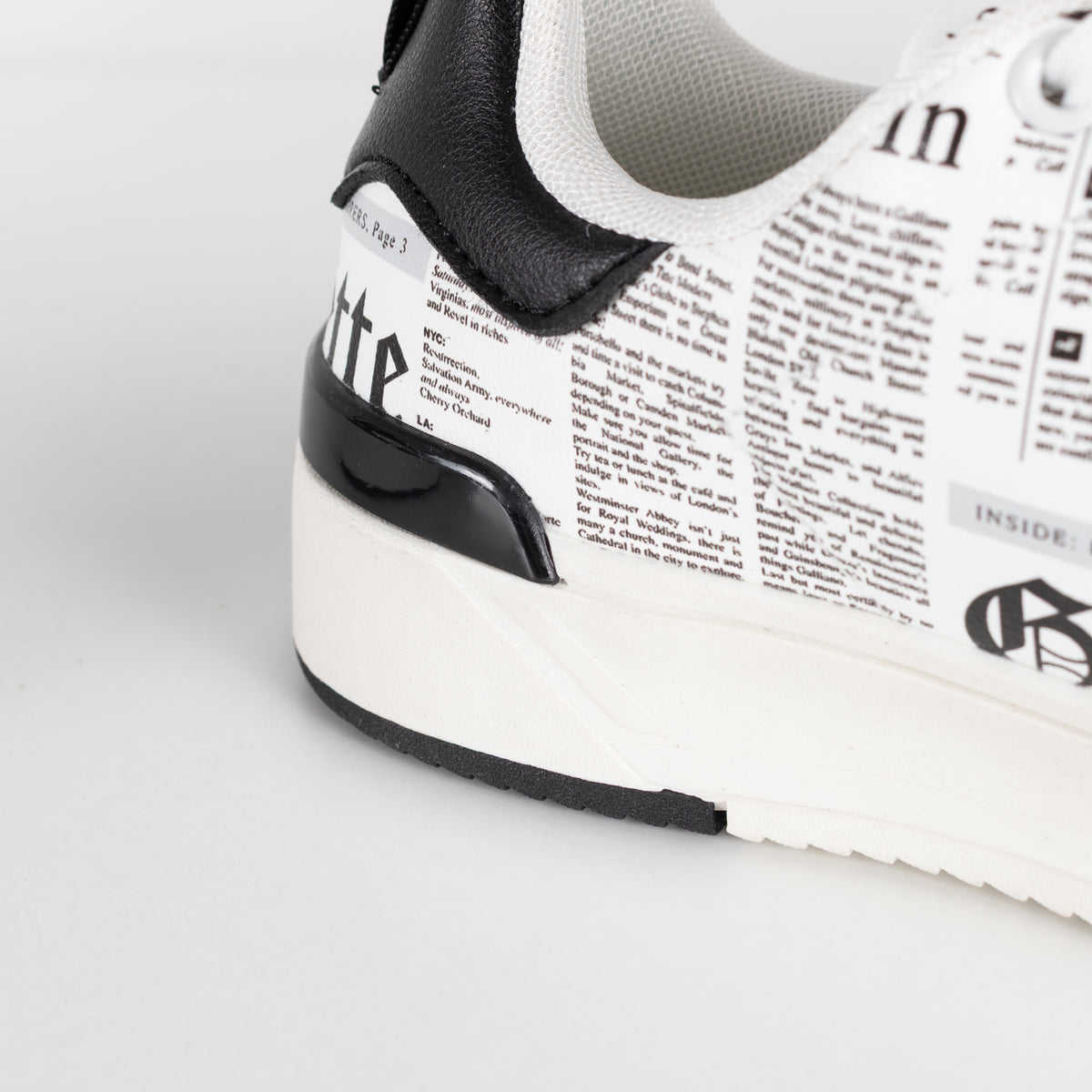 John Galliano White Black Newspaper Print Trainers