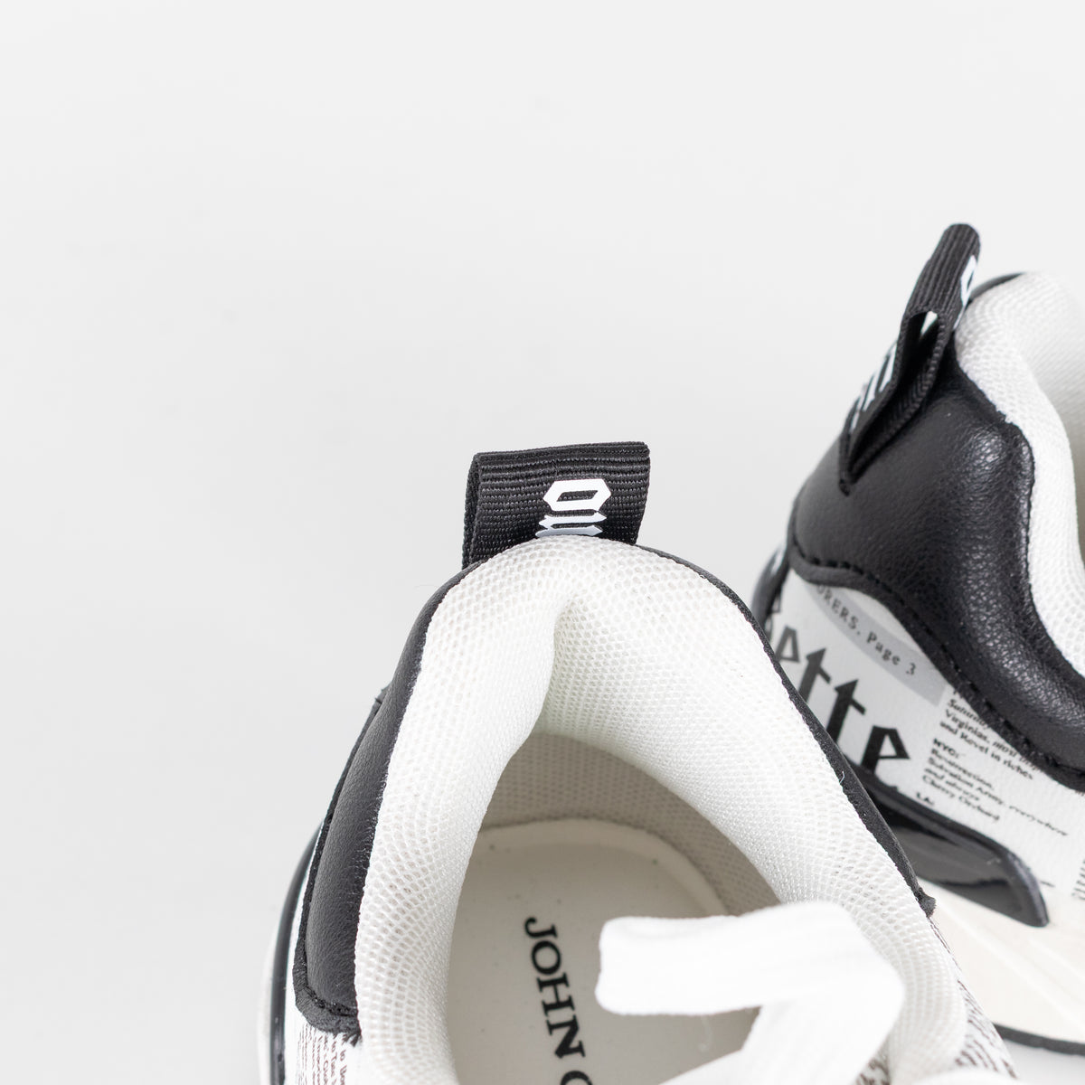 John Galliano White Black Newspaper Print Trainers