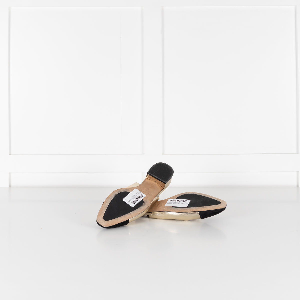 Me + Em Gold Black Flat Slingbacks